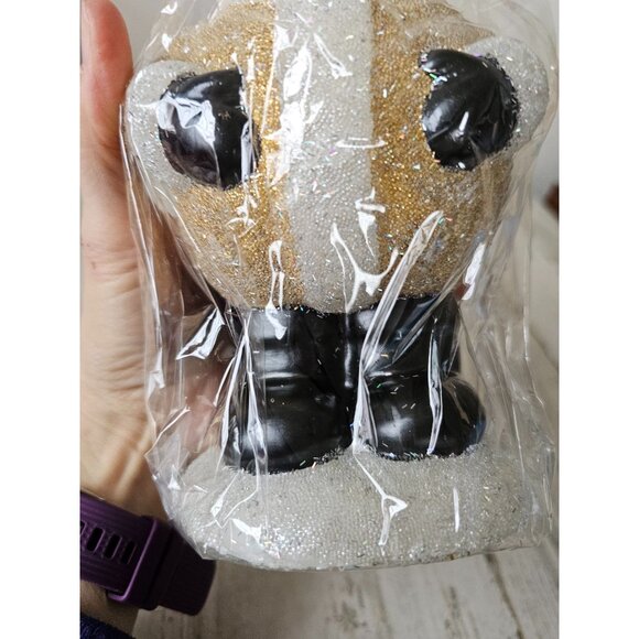 Pottery Barn beaded Santa candle unique large gold decor Xmas - Picture 7 of 9